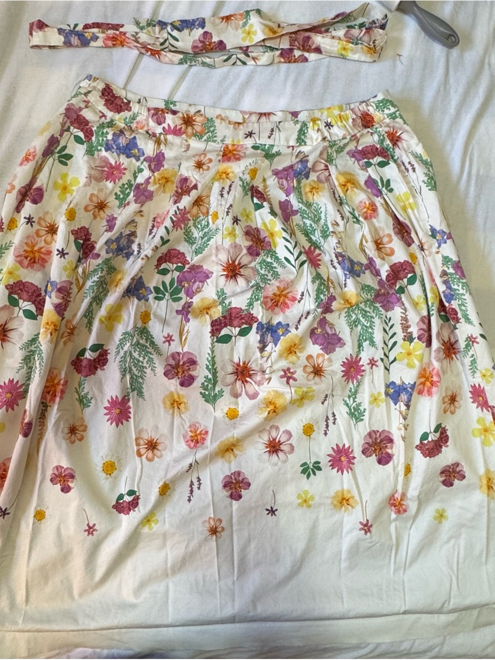 Talbots 22W Floral Full Midi Skirt Pleated Botanical Print Wrap Tie Waist - Picture 8 of 8